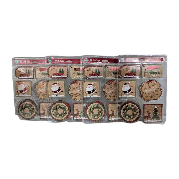 128 Pcs Kraft Paper 3D Foil Country Christmas Gift Tags with String for Presents - Picture 1 of 6